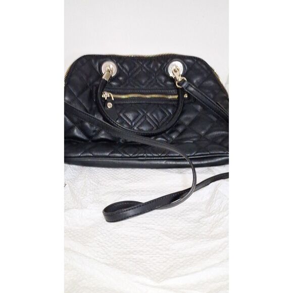 A Guess Vegan Leather Quilted Handbag Satchel Crossbody Black Trendy READ - Picture 7 of 11